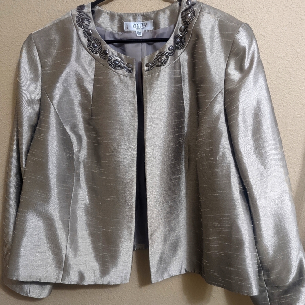 Plus size 24W taupe textured Kasper jacket